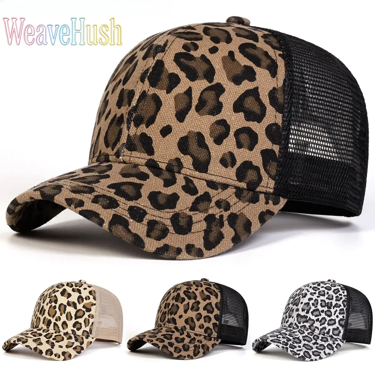2026 New Spring Summer Collection Korean Style Cotton Baseball Cap - Trendy Large Leopard Print Unisex Trucker Hat, Lightweight Breathable Casual Hat for Daily Streetwear, Outdoor Travel, Trendy Trucker Hat