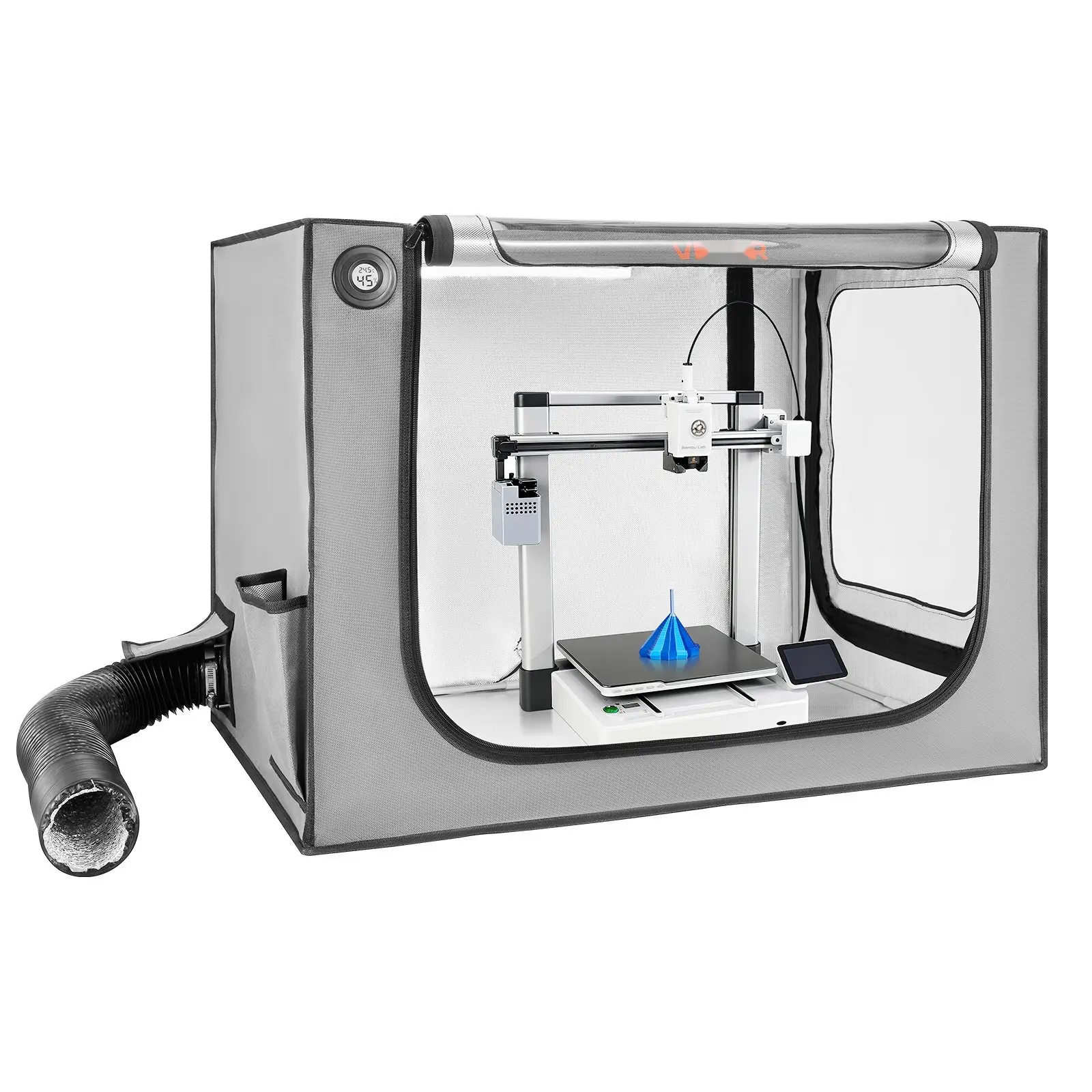 3D Printer Enclosure With Ventilation, Dustproof Waterproof Design, Large Size 600D Oxford Cloth Printer Tent, Constant Temperature Protective Case With LED Indicator, Compatible With Bambu Lab A1 Combo, Grey