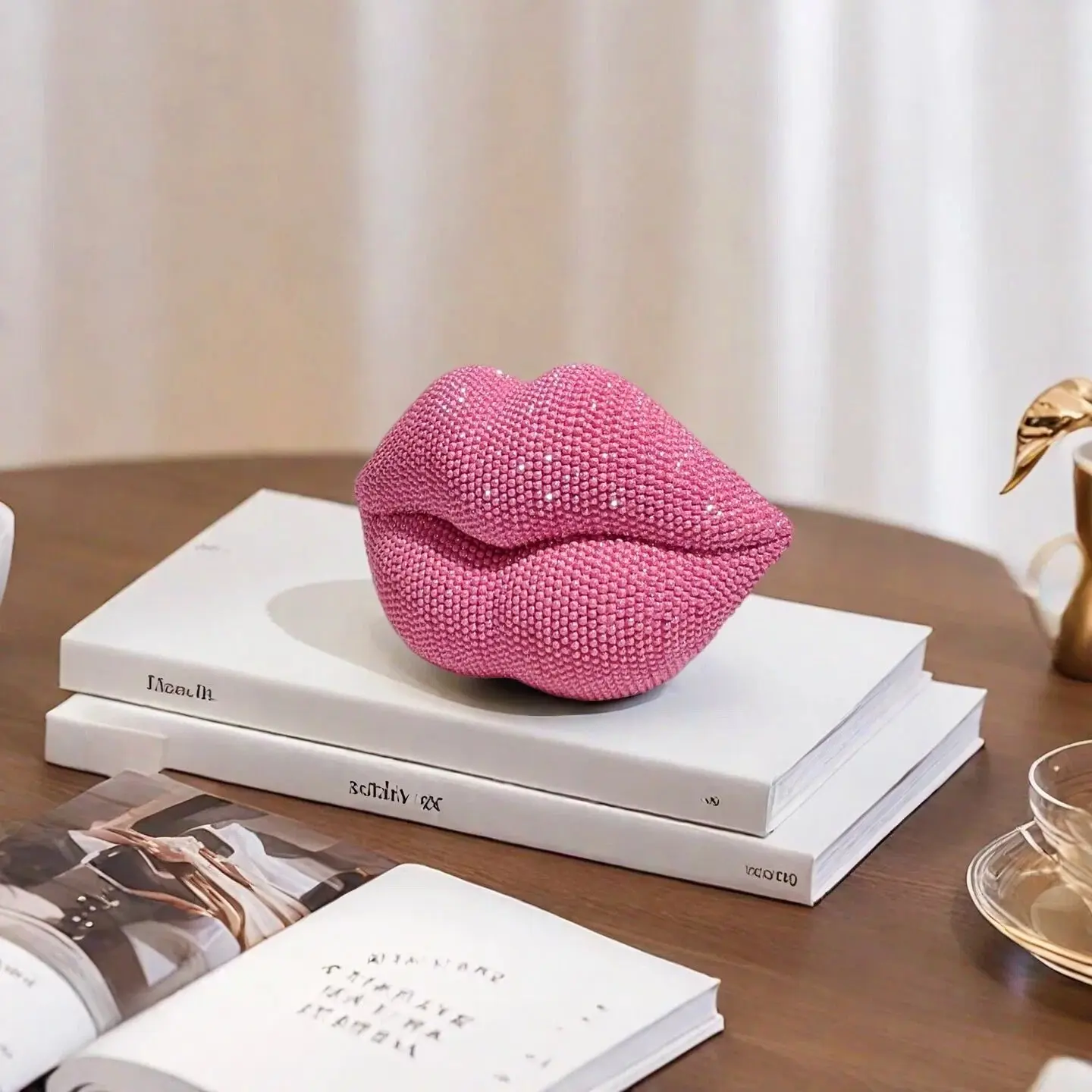 Sexy Lip Sculpture Decorative Figurine, Decorative Statues, Home Living Room Office Bedroom Bar Hotel Bathroom Wedding Valentine Gift