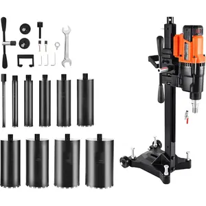 VEVOR Diamond Core Drilling Machine, 0.8-10 in Drilling Diameter, Stand-Mount Dry and Wet Concrete Core Drill Rig with 10 Bits, 470/800 RPM 2-Speed, UNC1 1/4-7 Thread, for Concrete Brick Stone, 2500W