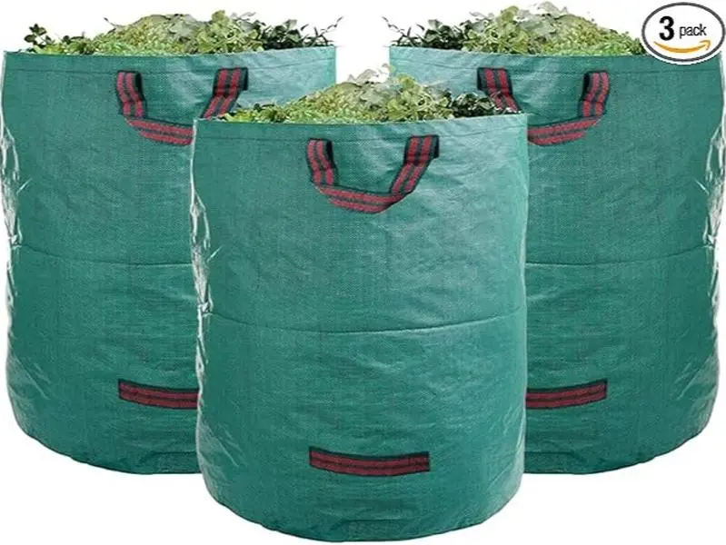 3-piece set of 72-gallon garden garbage bags (30 inches high, 26 inches in diameter), with handles, thick leaf bags, reusable, suitable for lawn, garden and yard waste, suitable for use with leaf collectors.