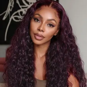 Beautyforever 13x4 Pre-Everything Lace Frontal Purple Black Cherry Water Wave Wig Effortlessly Glueless Human Hair Wig