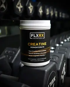 FLXRX Nutrition Creatine Monohydrate Powder — pure creatine monohydrate to support strength, power, muscle performance, recovery, and cognitive function. Designed to help fuel both physical and mental performance.