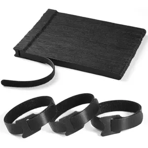 100 PCS 8 Inches Reusable Cable Ties | Adjustable Cord Wraps, Cable Straps | Hook & Loop Cord Organizer, Cable Management