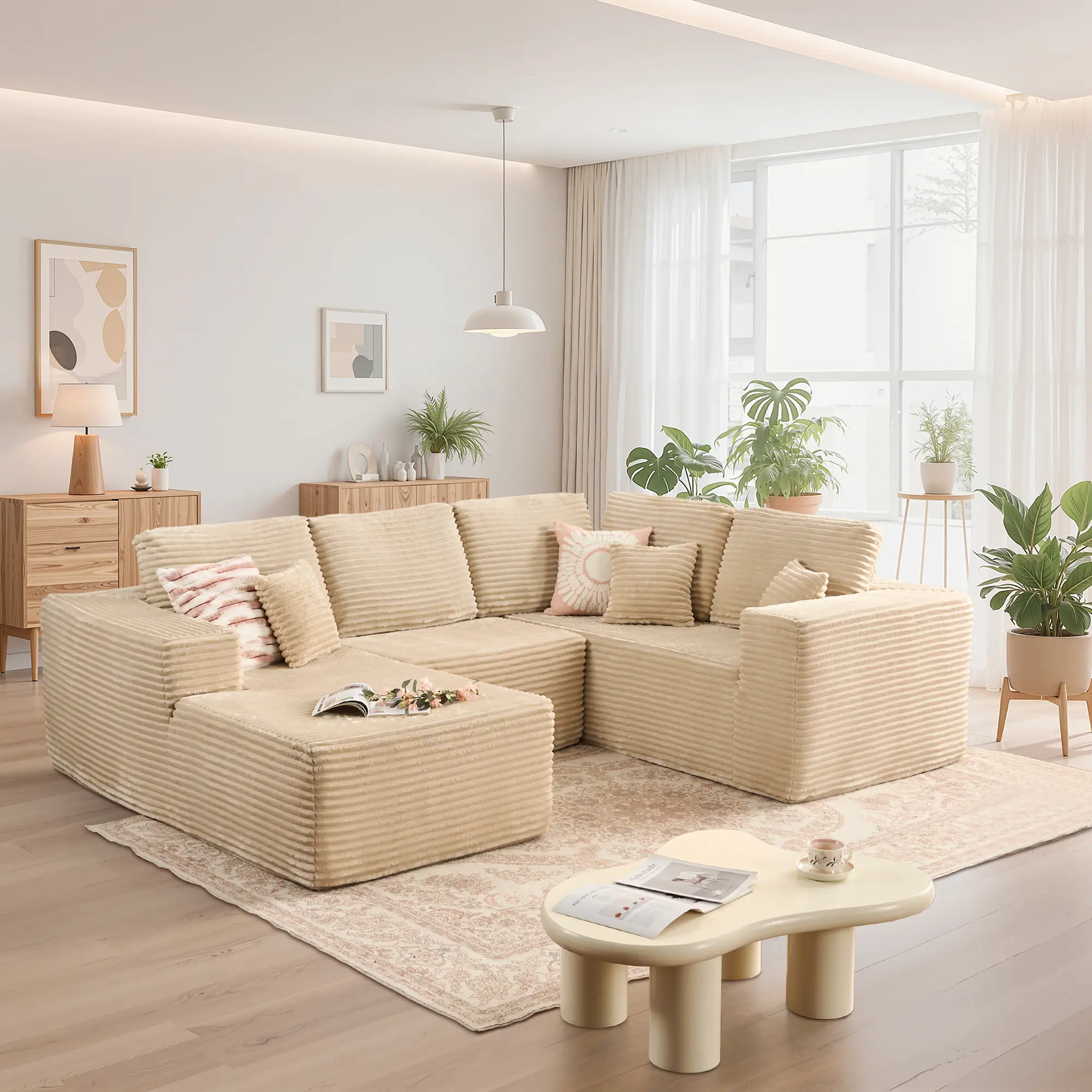 Beige Plush Corduroy