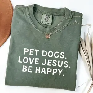 Comfort Colors Dogs and Jesus T-shirt – Dog Lover Tee, Funny Dog Mom Gift for Her, Religious Dog Mom Shirt, Trendy Faith Christian Tee