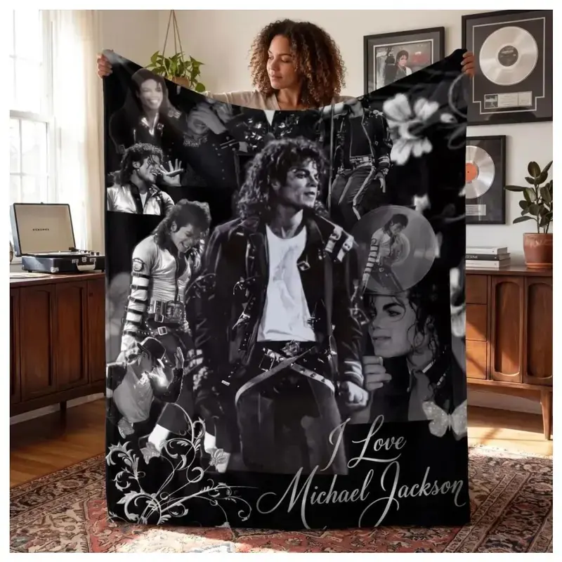Personalized Michael Jackson Blanket, Music Legend King of Pop Flannel Throw, Custom MJ Fan Gift, Vintage Pop Culture Singer Room Decor Suitable as a gift sizes 60*80,30*40 ,40*50 50*60