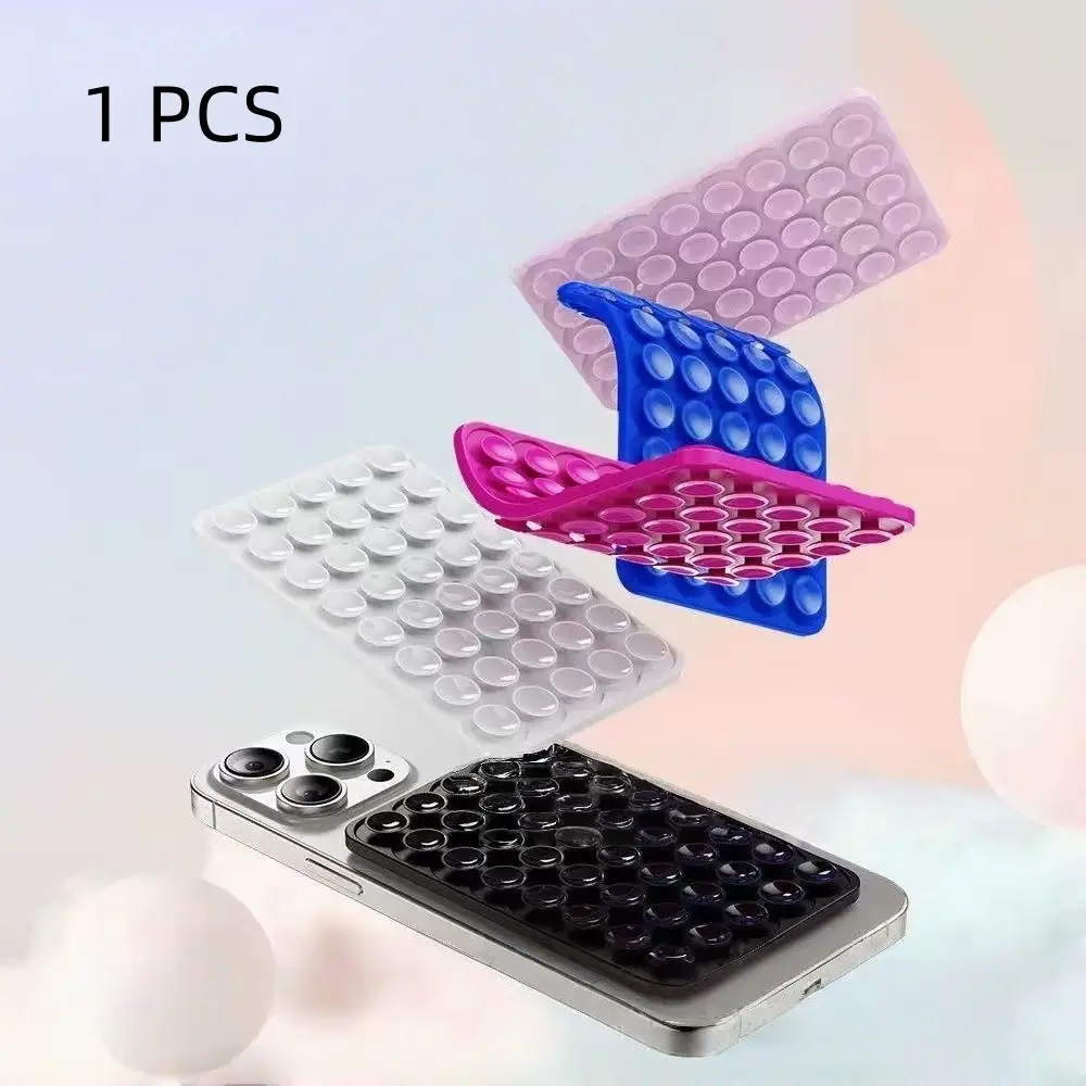 Eco-Friendly Silicone Dual-Sided Phone Suction Cup Mount, Multifunctional Phone Stand, Non Slip Holder, 40pcs Square Adhesive Pads, Self-Adhesive Anti-Slip Waterproof Stickers