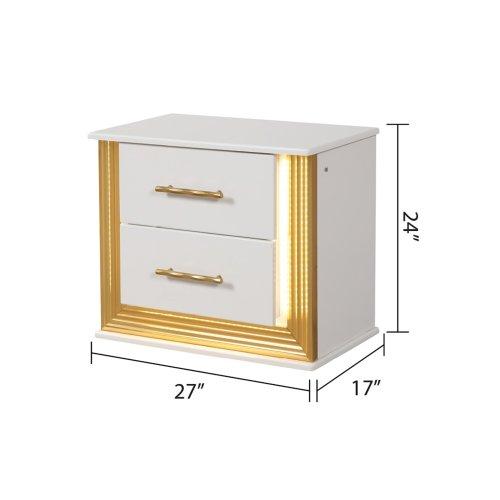 Bellemave OBSESSION Queen Complete Bedroom Set - 4PC Contemporary Wooden Material Bedroom Set with Gold Finish Indoor Furniture, Complete Bedroom Sets, Wooden Material Bedroom Sets
