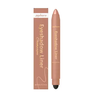 2-in-1 Eyeshadow Stick & Waterproof Eyeliner Pen with Built-in Smudger, Long-Lasting Creamy Shimmer Eye Makeup Pencil, Champagne Gold Gliding Shadow Liner, Smudge-proof Travel-friendly Eyeshadow Crayon, Beginner-Friendly Thin Eyeliner