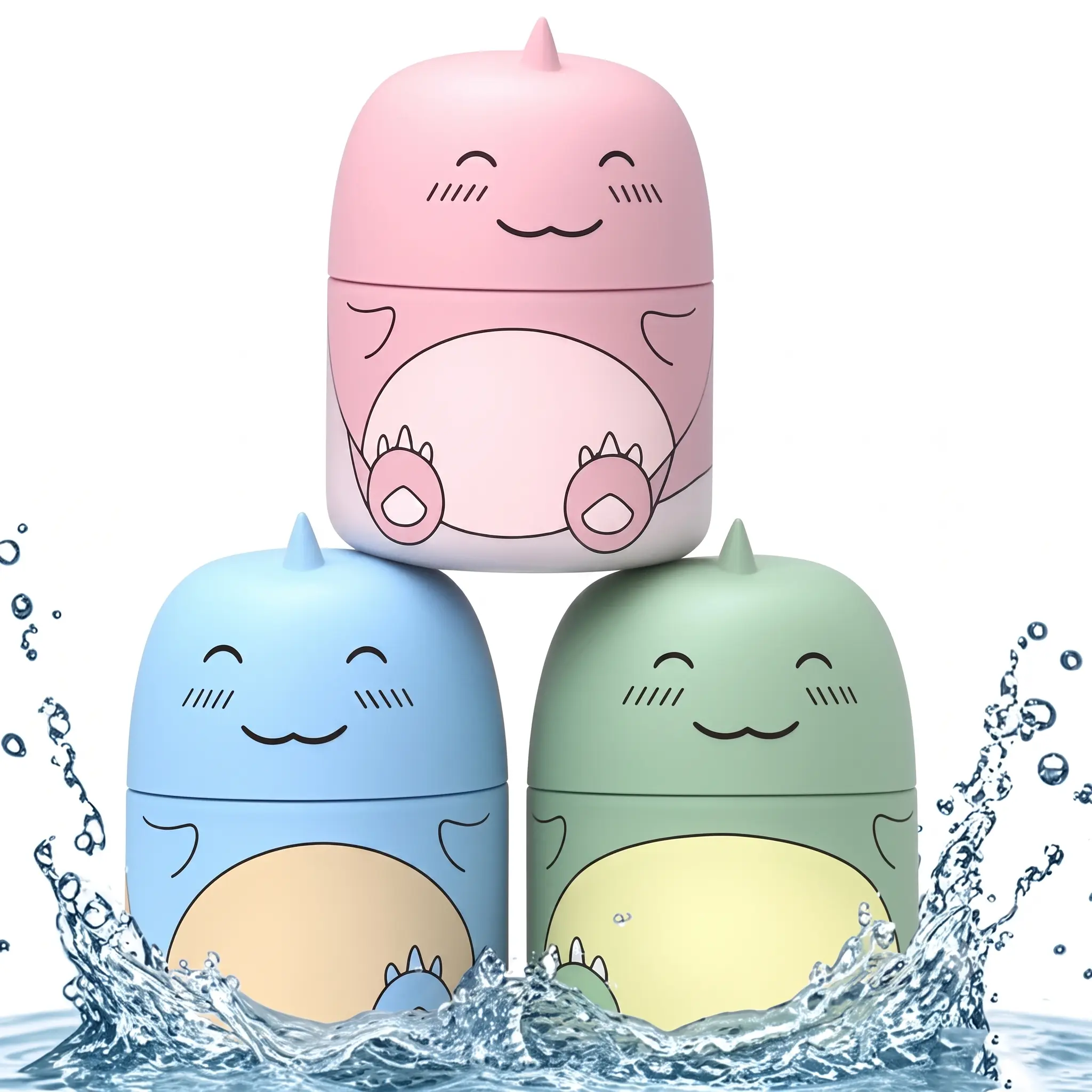 Cute Dinosaur-Shaped Toilet Bowl Cleaner Bottle, Bathroom Toilet Tank Cleaner with Ocean, Jasmine, and Peach Scent,Three bottles can be used for 9 months (Three colors and three bottles) Powerful Cleaning Tablets Household