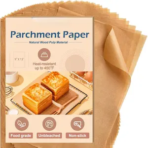 Unbleached Parchment Paper Baking Sheets, 9x13IN Precut Non-Stick Parchment Paper for Baking, Grilling, Air Fryer, Steaming-70 Sheets Unbleached Parchment Sheets for Bread Cup Cake Cookie And More