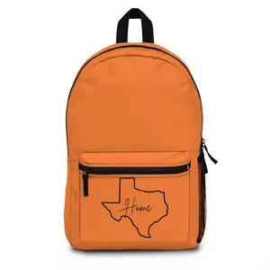 Texas Home Backpack, School Bag, Travel Gear, Gift for Students, Orange Backpack with Texas Outline
