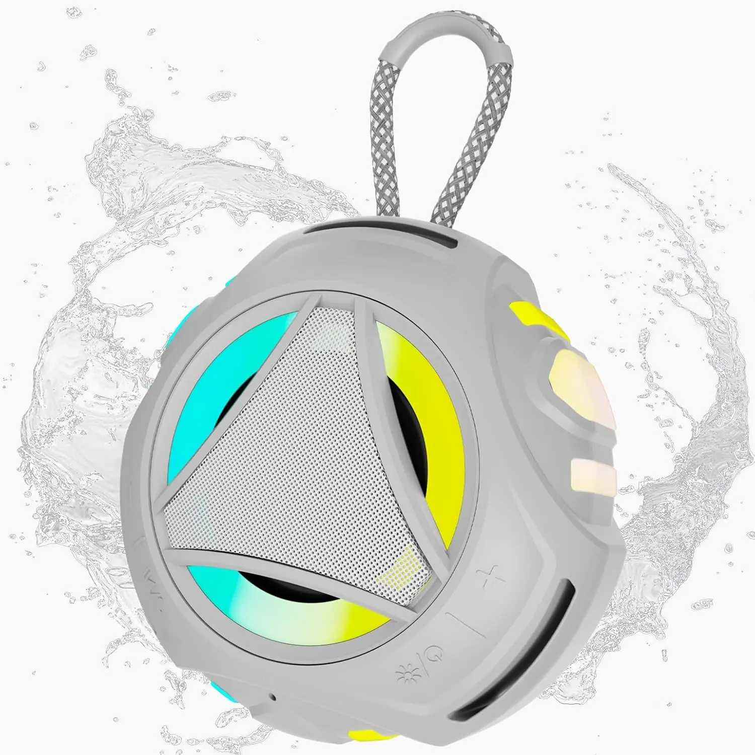 Shower Speake ,Portable Outdoor  Speake with RGB Lights,IPX67 Floating,-in Mic,24Hrs Playtime,True  Stereo,Gifts for Teens Boy Girls Women Men - Gray