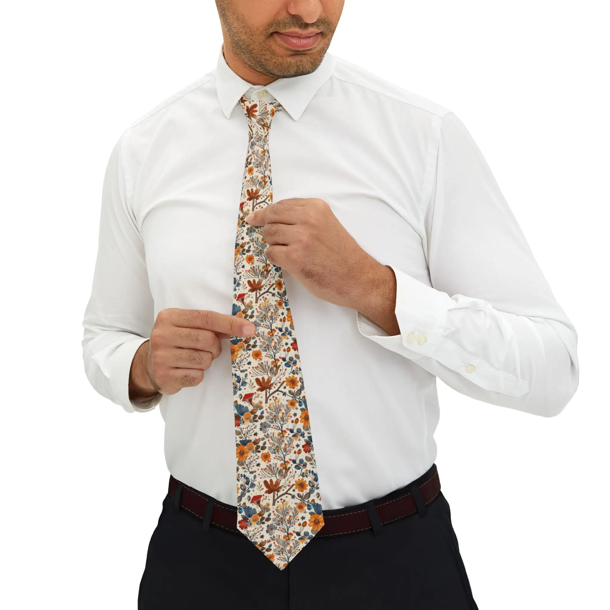Floral Fall  Necktie, Vintage Style Tie for Weddings, Business Events, Gifts for Him, Men's Fashion Accessory, Unique Tie Design