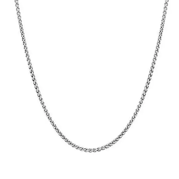 Stately Steel Round Wheat Link Chain Necklace
