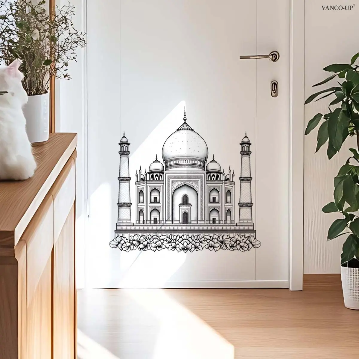 A (30*30cm) Eid Mubarak Ramadan Mosque Wall Sticker, a holiday decoration for bedroom and living room background walls, N20459