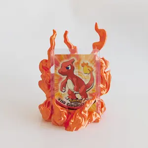 Fire Trading Card Display Stand for Toploaders – Pokémon, MTG & Yu-Gi-Oh TCG Desk Holder for Collectors
