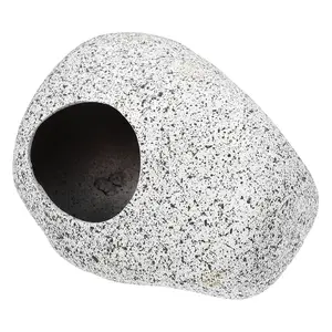 VOCOSTE Aquarium Decorations Hideaway Rock Cave, Ceramic Fish Tank Decoration Stone for Aquatic Pets to Breed Play Rest, Gray 3.39x2.68x2.32 Inches