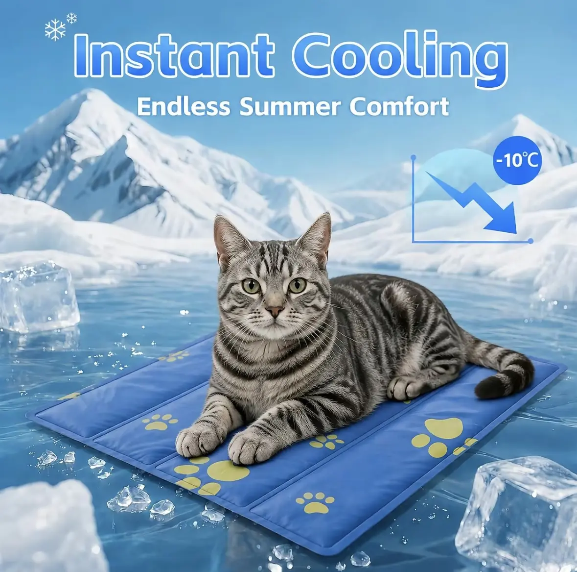 Cat Washable Cooling Bed Mat - Gel Cooling Technology, Non-Slip Design, Portable Summer Cooling Pad for Cats, Indoor Outdoor Camping Pet Sleeping Mat