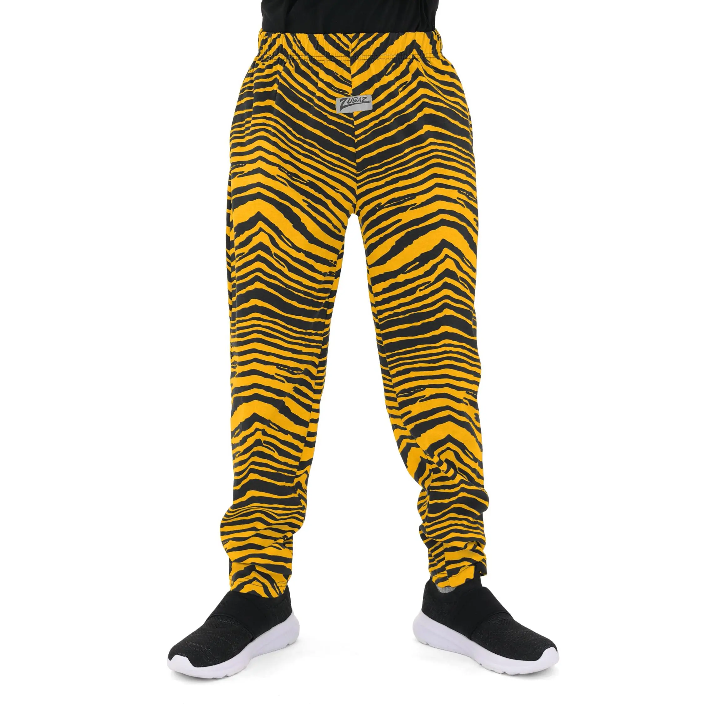 Zubaz Unisex Youth Z88 2 Color Zebra Pant, Black/Gold, 4/5