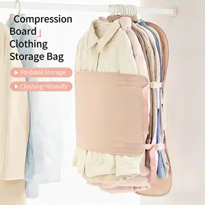 Closet Clothes Compression Board Binding Bag, Clothing Organizer Hanging Bag, Maintaining Clean And Organized Look, Save Closet Space, Maximizing Wardrobe Space, Premium Soft Nylon Fabric, Solid Pattern, Anti-Static, Foldable Design, Foldable Storage
