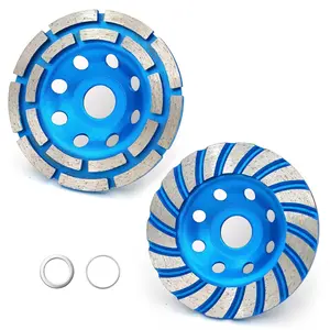 2Pcs Concrete Grinding Cup Wheels 115mm 4-1/2" Set (Row + Row Segment), Fits 7/8" Arbor for Angle, Shaping Concrete Masonry Marble Brick