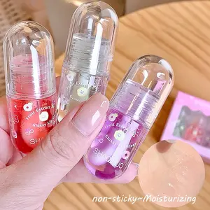 3 Pcs Lip Gloss Oil Set, Fruit Flavored Lip Gloss Set Cute Lip Jelly Hydrating Lip Make-Up for Women, Party Gift, Non-toxic
