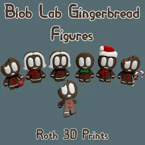 Blob Lab Gingerbread Figurines - 3D Printed Modular Christmas Figurines for Festive Home Decor Ornaments Colorful