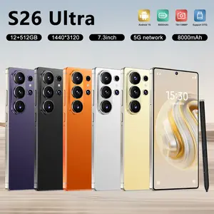 2026 S26 Ultra Unlocked 5G Android 15 Smartphone,12GB+512GB,6.99" HD Display,78MP+108MP Cam,8000mAh, Dual Card, Built-in Pen, Face Unlock, Case & Protector