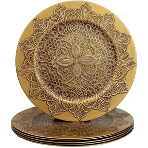 Charger Plates Set of 6, 13" Plastic Chargers for Dinner Plates, Thanksgiving, Christmas Party Banquet serveware Supplies