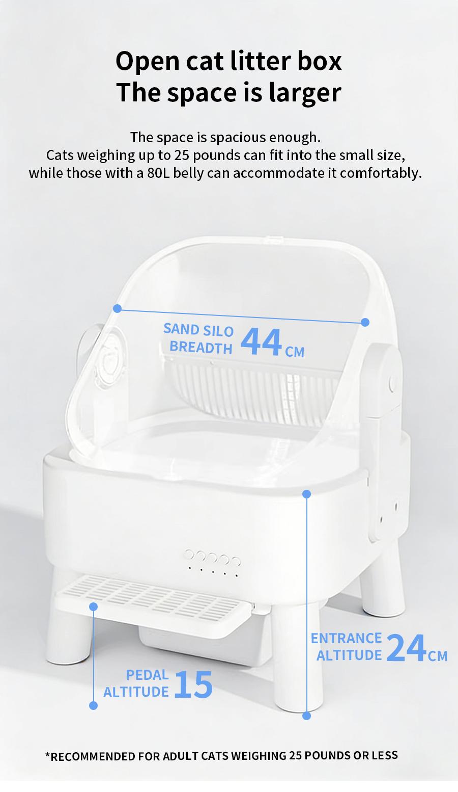 Self-Cleaning Litter Box for Multi-Cat Homes Open-Top Auto Cleaner with APP Control Safety Sensors Odor Lock & Large 10.5L Waste Bin(Only Support 2.4G Wifi)