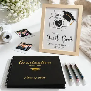 2026 Graduation Decorations - 30-page Graduation Guest Book, with photo tags and 3 markers - 2026 Graduation Gifts Graduation Decorations Party Favors Kindergarten and High School Supplies