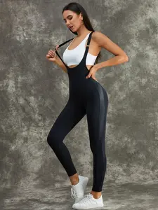 ZASUWA Female PU Faux Leather Strap Jumpsuit