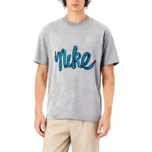 Men's T-Shirt Nuke Blue Script Logo Design Comfortable Versatile Outdoor Casual Short Sleeve Top Menswear