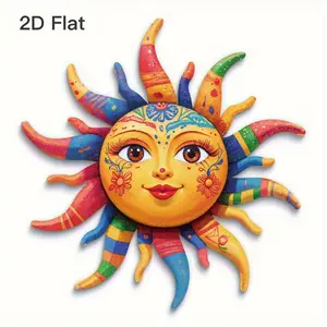 2D Plane Potala Sun Metal Wall Decor, Multicolor Face Iron Art, Suitable for Living Room, Bedroom, Balcony, Office, Outdoor Wall Decoration