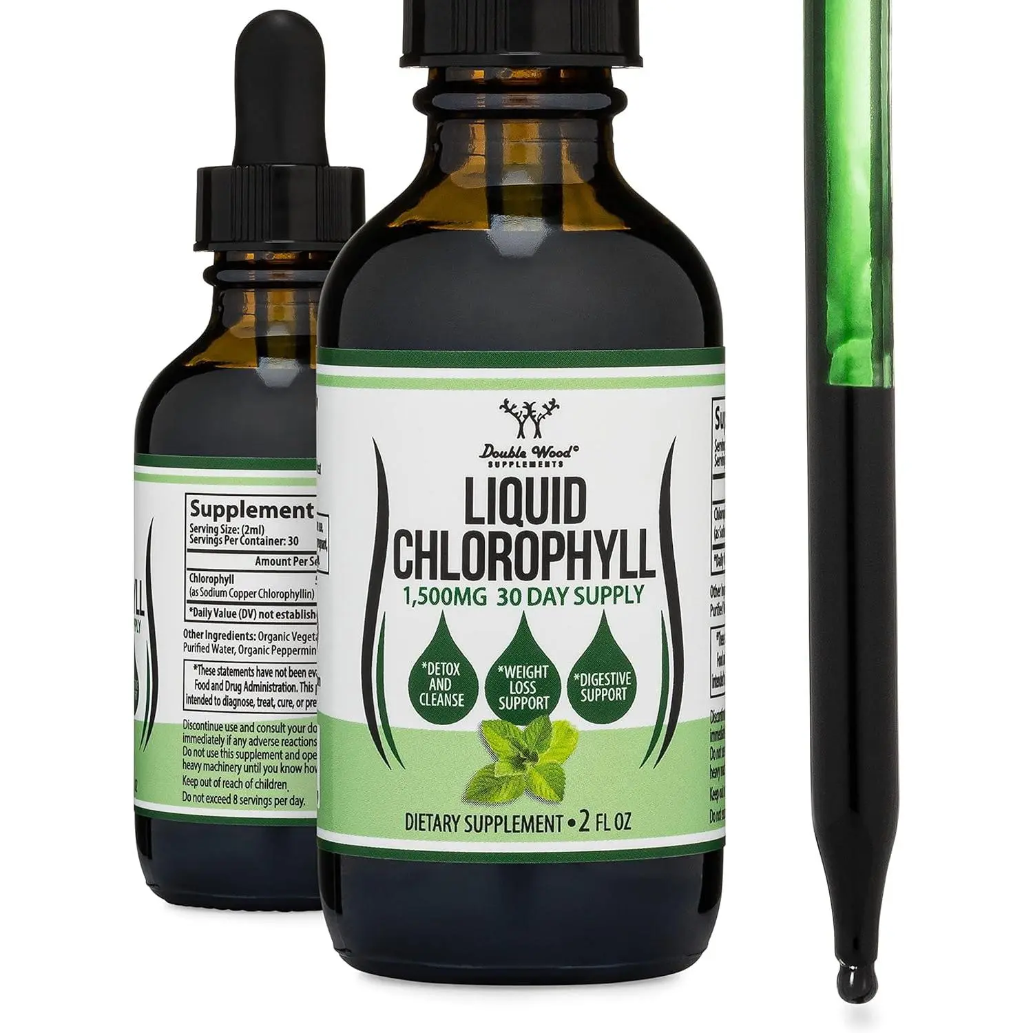 Liquid Chlorophyll Drops, Peppermint Flavored, 2 fl oz | Supports Internal Freshness, Mixes Clean, Nearly Tasteless, Vegan
