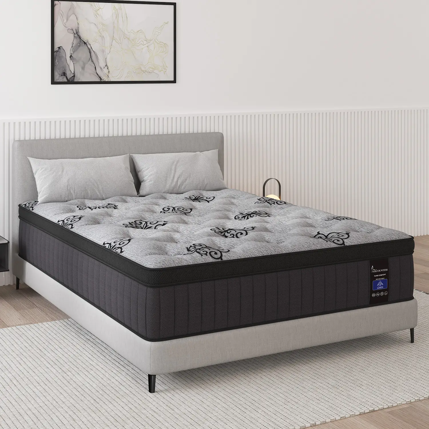 Viscountess 9"12"14" Twin Full Queen King Size Mattress in a Box Hybrid Spring Memory Foam