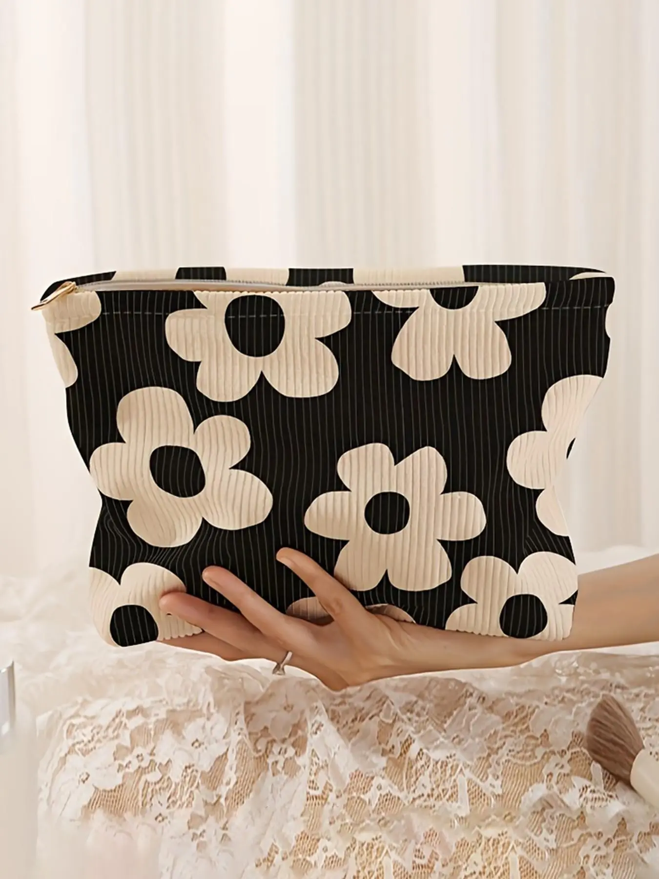 Floral Pattern Makeup Bag, Casual Versatile Storage Bag, Travel Makeup Bag, Suitable for Women and All Kinds of Occasions, Makeup Organizer Pouch, Cosmetics Organizer, Cosmetic Travel Bags