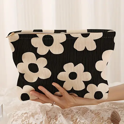 Floral Pattern Makeup Bag, Casual Versatile Storage Bag, Travel Makeup Bag, Suitable for Women and All Kinds of Occasions, Makeup Organizer Pouch, Cosmetics Organizer, Cosmetic Travel Bags