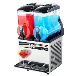 VEVOR Commercial 15L X-300 Model Double-Tank Slush Maker, Food-Safe SS Frozen Drink Machine with Drip Tray, for Home Parties & Restaurants