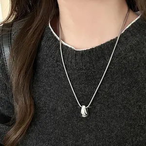 💧✨ Liquid Silver Necklace| Genuine 925 Sterling Silver w/ Floating Drop Pendant| Dainty Everyday Jewelry for Layering| Hypoallergenic Gift Set w/ Velvet Pouch📿🎁