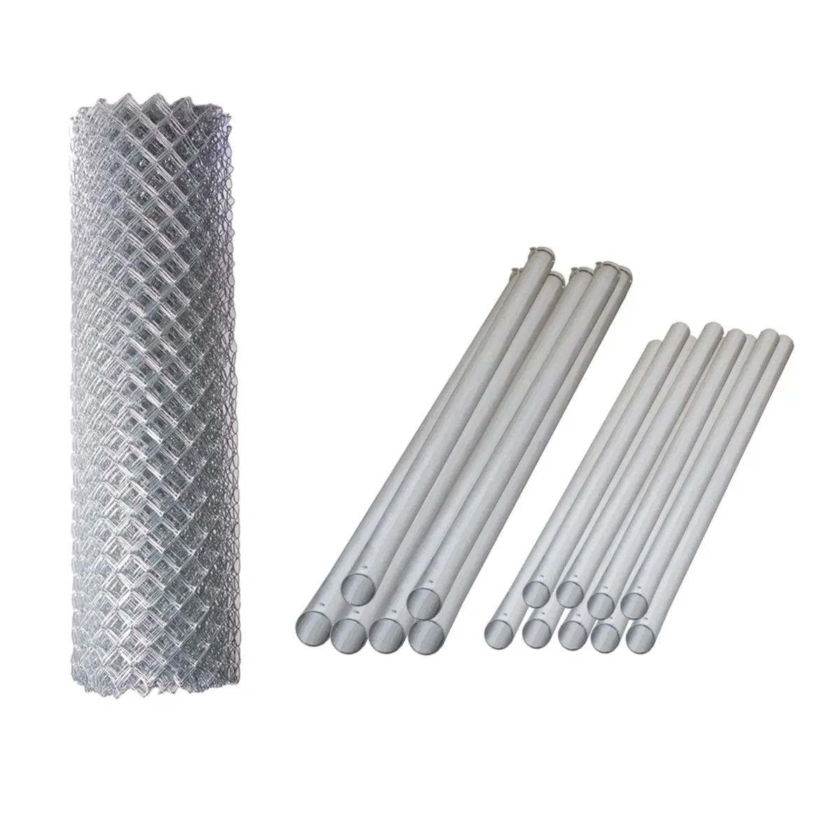 Aleko  4 x 50 ft. Galvanized Steel Chain Link Fence Complete Kit, Privacy Fence, Heavy Duty, Hardware, Fence Posts