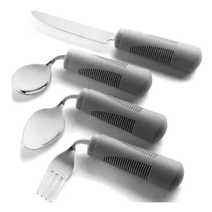 Special Supplies Adaptive Utensils - Weighted and Bendable 6 oz. Arthritis Aid Silverware - Easy Grip for Shaking, Elderly & Trembling Hands - Stainless Steel Spoons, Fork & Knife