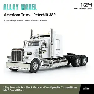 Metal Diecast Semi Truck & Trailer Toys, Pull Back Vehicles with Lights and Sounds, for Boys Age 4-8