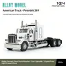 1:24 Scale Metal Diecast Semi Truck & Trailer Toy Set - Pull-Back Function Friction-Powered Vehicle, LED Lights, 3 Different Authentic Engine Sounds, Shock Absorbers, ABS Body, Real Rubber Tires, Gift for 4-12 Years & Adult Collectors