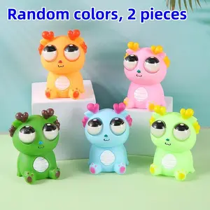 Random Color 2-Pack Creative Eye-Popping Dragon Squeeze Toy, Stress Relief Decoration, Desktop Decor, Perfect for Home and Office Use