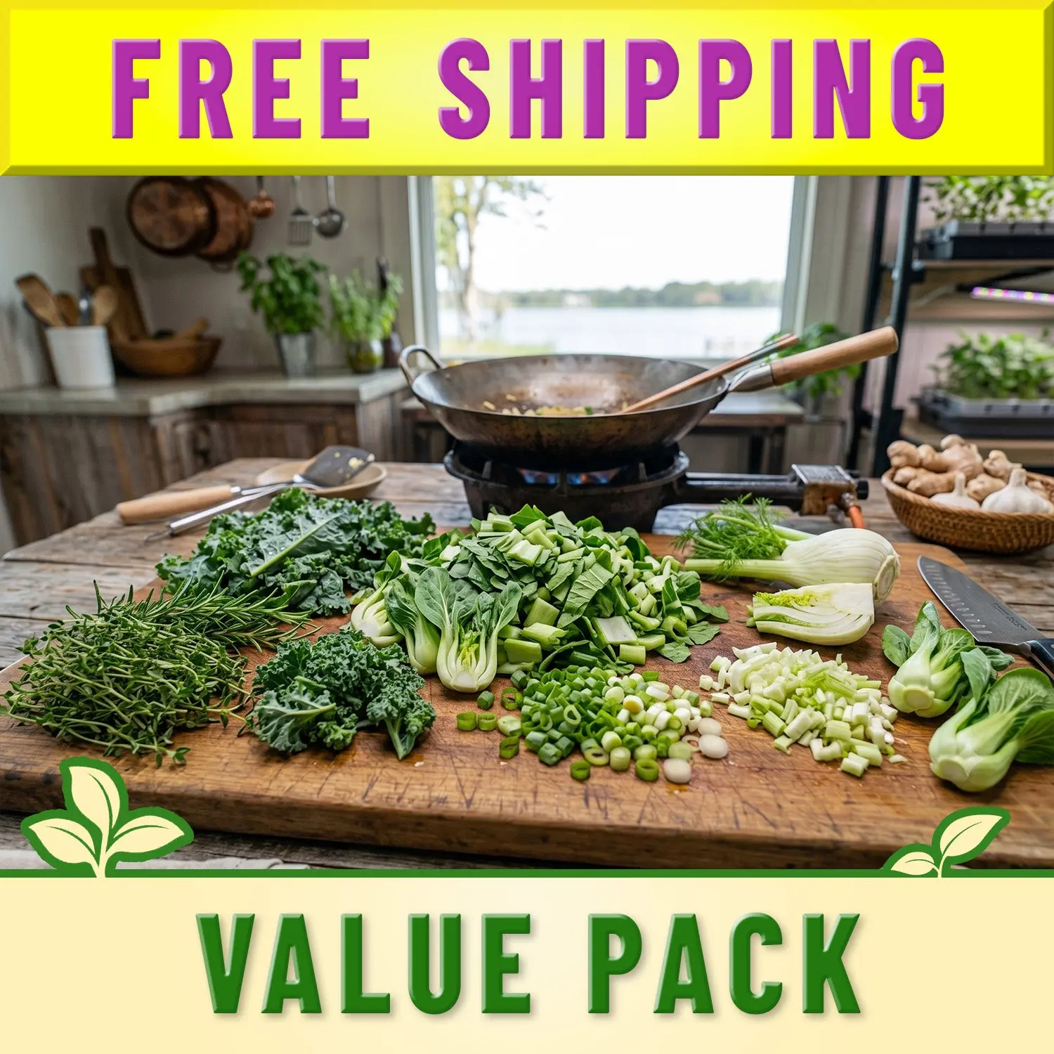 Stir Fry Vegetable & Herb Garden Kit - 16 Live Seedlings for Asian Cooking