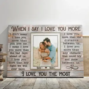 2D Flat, Personalized Custom Couple Canvas Poster - Wedding, Anniversary,Loving Gift For Couple, Couple Gift,Anniversary Gift, When I Say I Love You More Dem Canvas - Wooden Frame - Canvas Painting for Home, whimsical decor,wall art