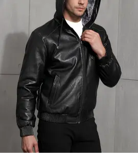Aiguille Hooded Men's Leather Bomber Jacket